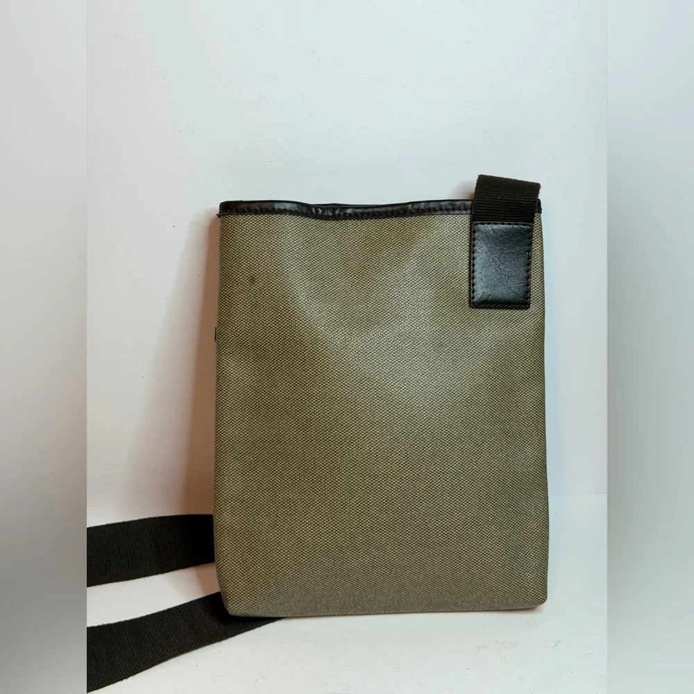 Salvatore Ferragamo Beige/Brown Canvas Crossbody Bag with Leather Trim